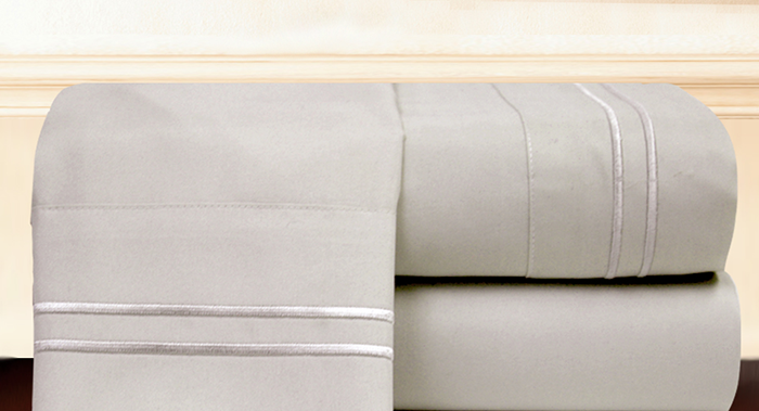 HOTEL EMBROIDERED SHEET SET CHAMPAGNE